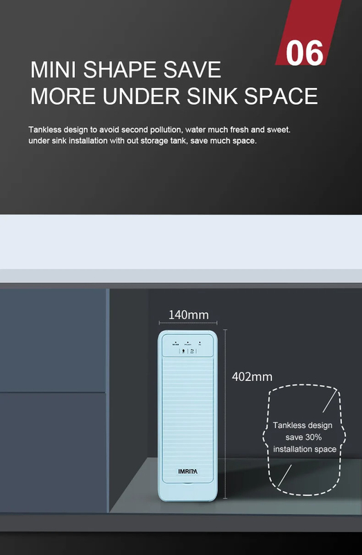 IMRITA Hot Selling Under Sink Reverse Osmosis Water Filter Machine Tankless 600GDP Ro System Purificatore d'acqua